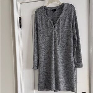 Gray Knit Long Sleeve Dress